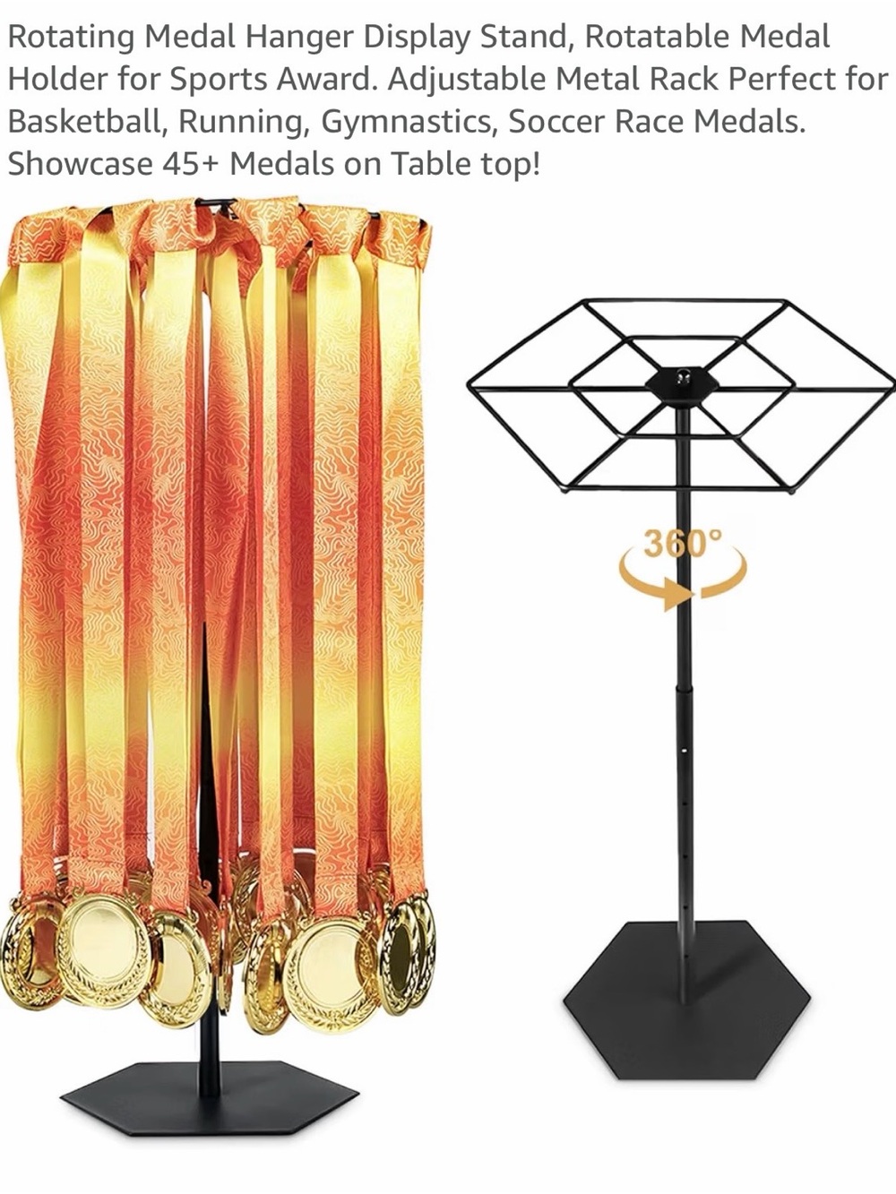 Rotating Medal Hanger Display Stand - Black
